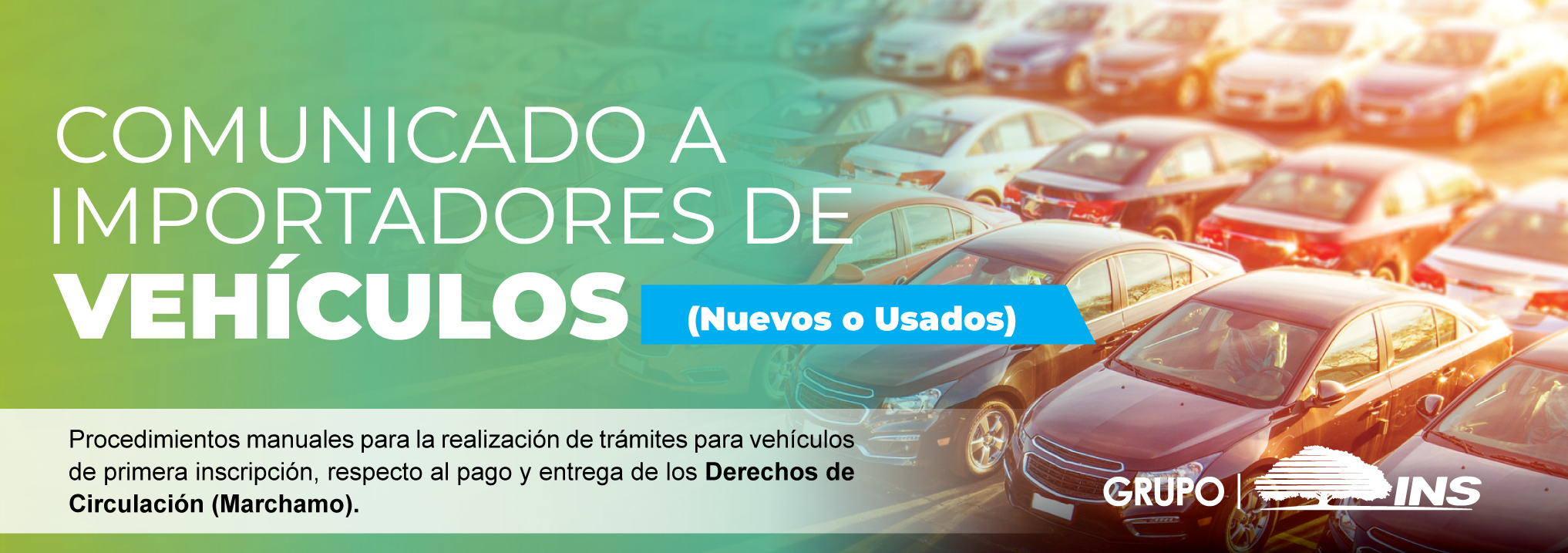 Banner promocional de comunicado a importadores de vehiculos