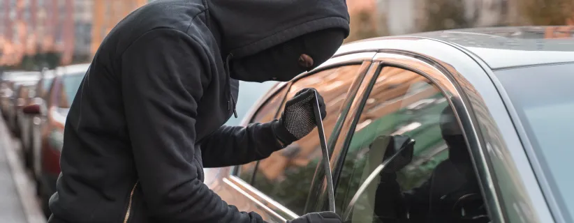 Ladron intentando abrir puerta de vehiculo