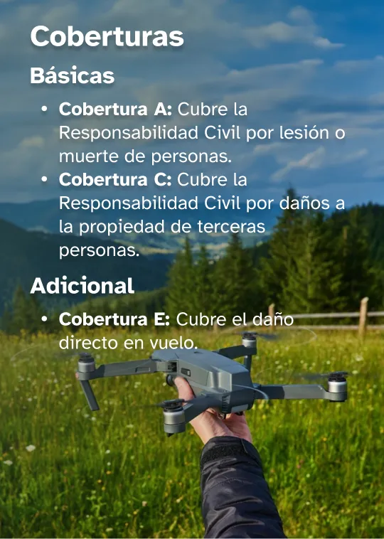 Descripcion de coberturas A, C y E del seguro 